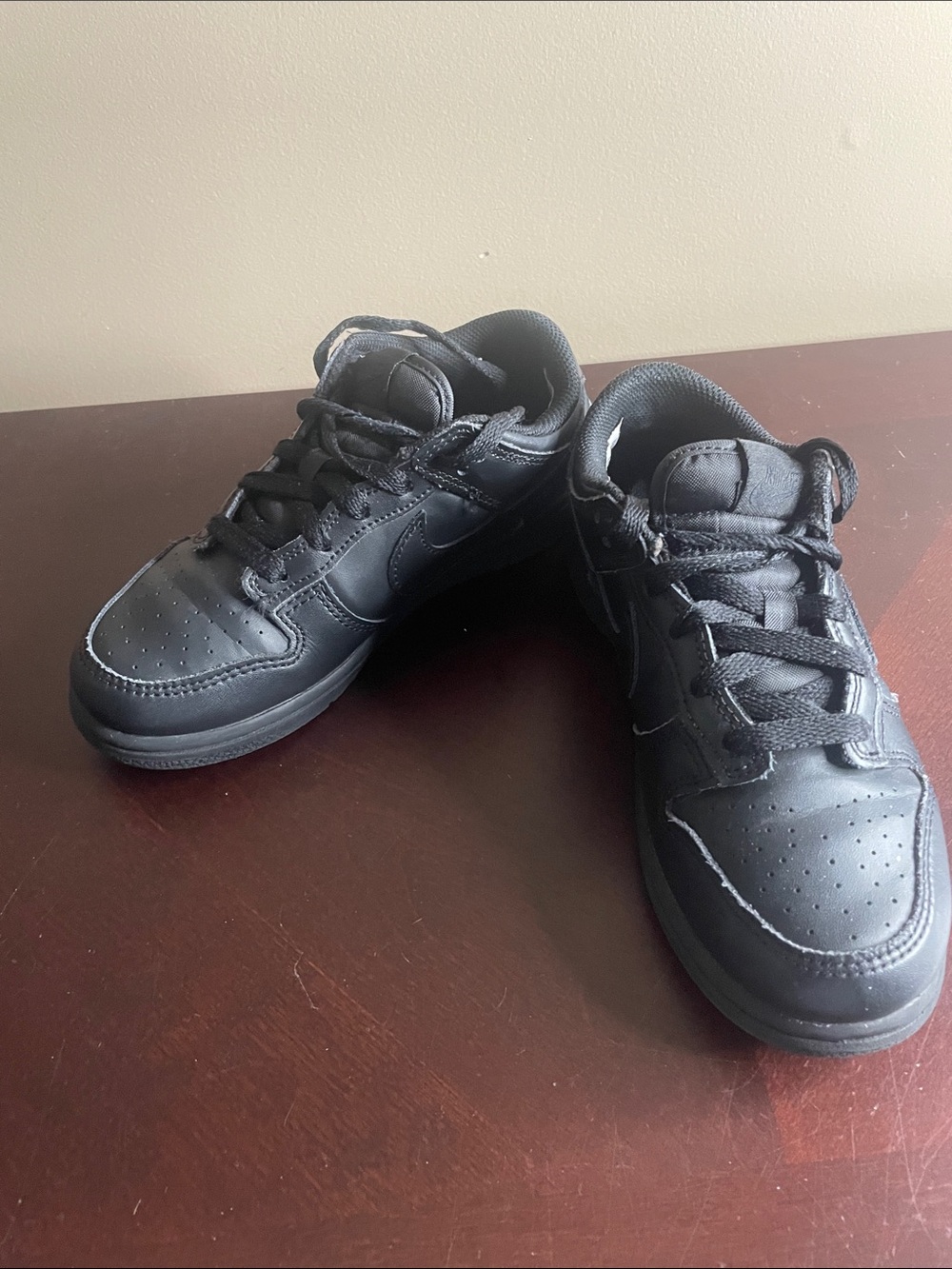Kids All-Black Casual Lace-Up Sneakers